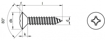 2.9x19 A2 EDELSTAHL Lisensenk-Blechschrauben mit Kreuzschlitz DIN 7983