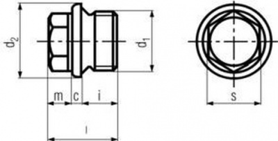 M10x1.0 BLANK 5.8 Verschlussschrauben mit Bund und Aussensechskant, zylinder Gewinde DIN 910