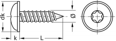 4.8x19 SCHWARZ VERZINKT Blechschrauben mit Lisenkopf und Scheibe TORX DIN 968