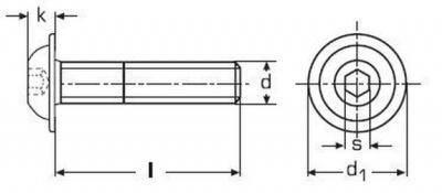 M4x4 A2 EDELSTAHL Linsenkopfschrauben mit Innensechsrund und Flansch ISO 7380-2