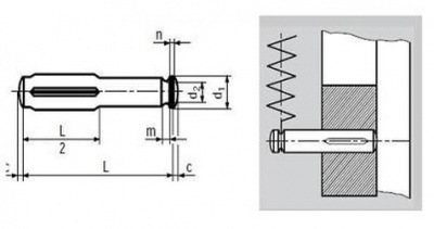 4x30 Kerbstifte, gerillt uber die halbe Langemit Knebel DIN 1469C BN 1385