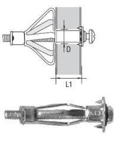 M5x52 HOD-S Molly Hohlraum-Metalldübel 3-16 blister (20 stk) L1 7-16