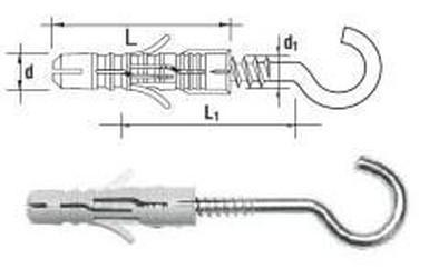 8x40 UPP-LC Nylonallzweckdübel mit schraubhaak 5x42