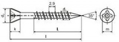 3.9x35 BLANK Zementspannplatten-Senkschrauben CETRIS mit PHILLIPS-Schlitz und Schneiden, Doppelganggewinde HI-LOW und mit gehärteter Spitze