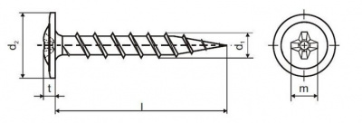 4.2x35 SCWARZ PHOSPHATIERT Schnellbauschrauben mit PHILLIPS-Schlitz und einfachem Gewinde (COARSE)