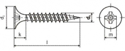 3.5x25 SCHWARZ PHOSPATIER Holzschrauben für Rigips, mit PHILLIPS-Schlitz und Doppelganggewinde